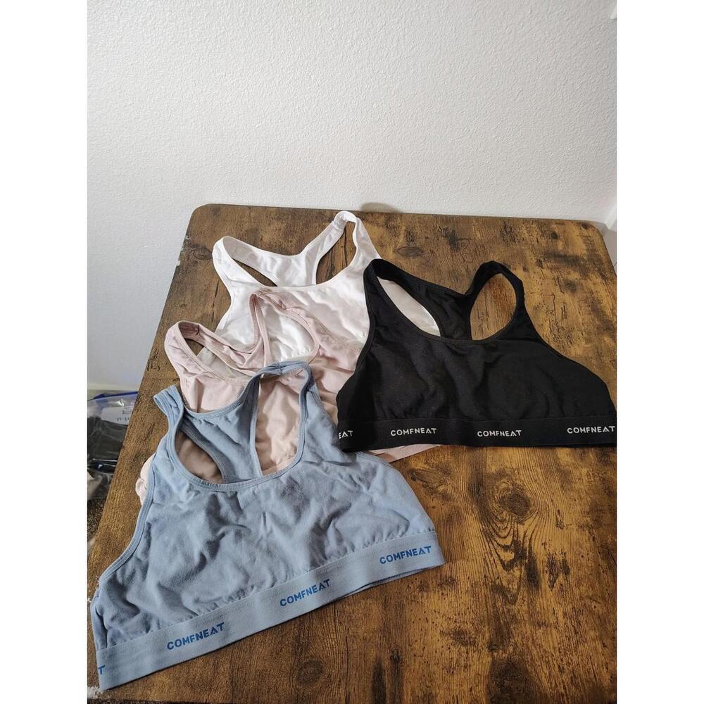Comtneat 4 bundle Racerback XL cotton blend sports bras athletic comfort stretch